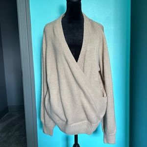 Slouchy tan beige oversized low cut layer sweater S/M